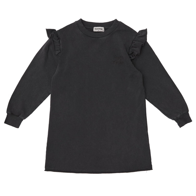 Tocoto Vintage - fleece dress with ruffles - dark grey