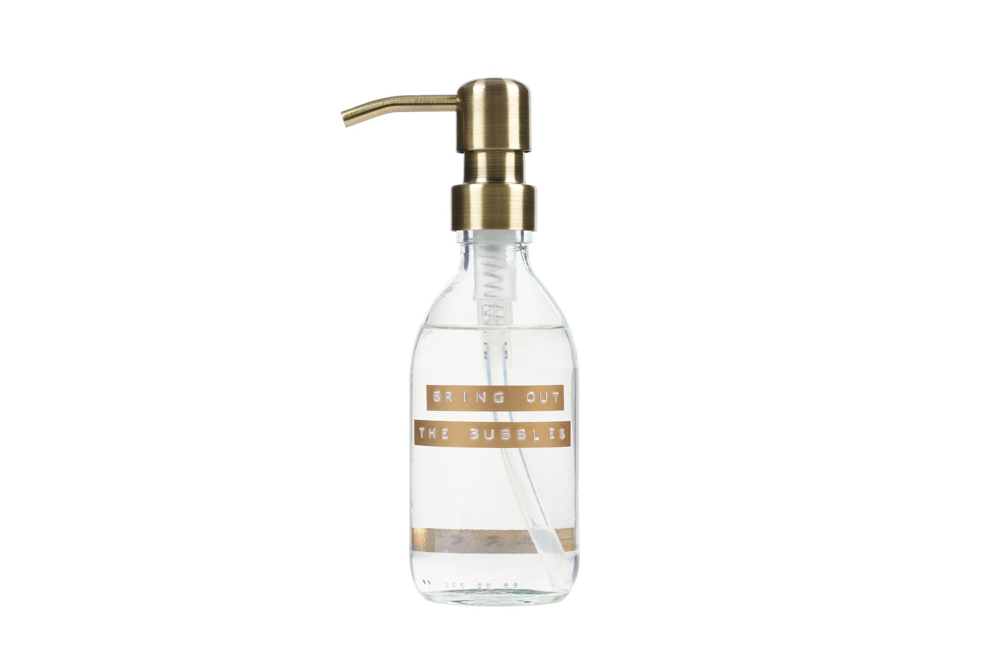 Wellmark - hand soap transparant/brass fresh linen bronze 250ml - bring out the bubbles