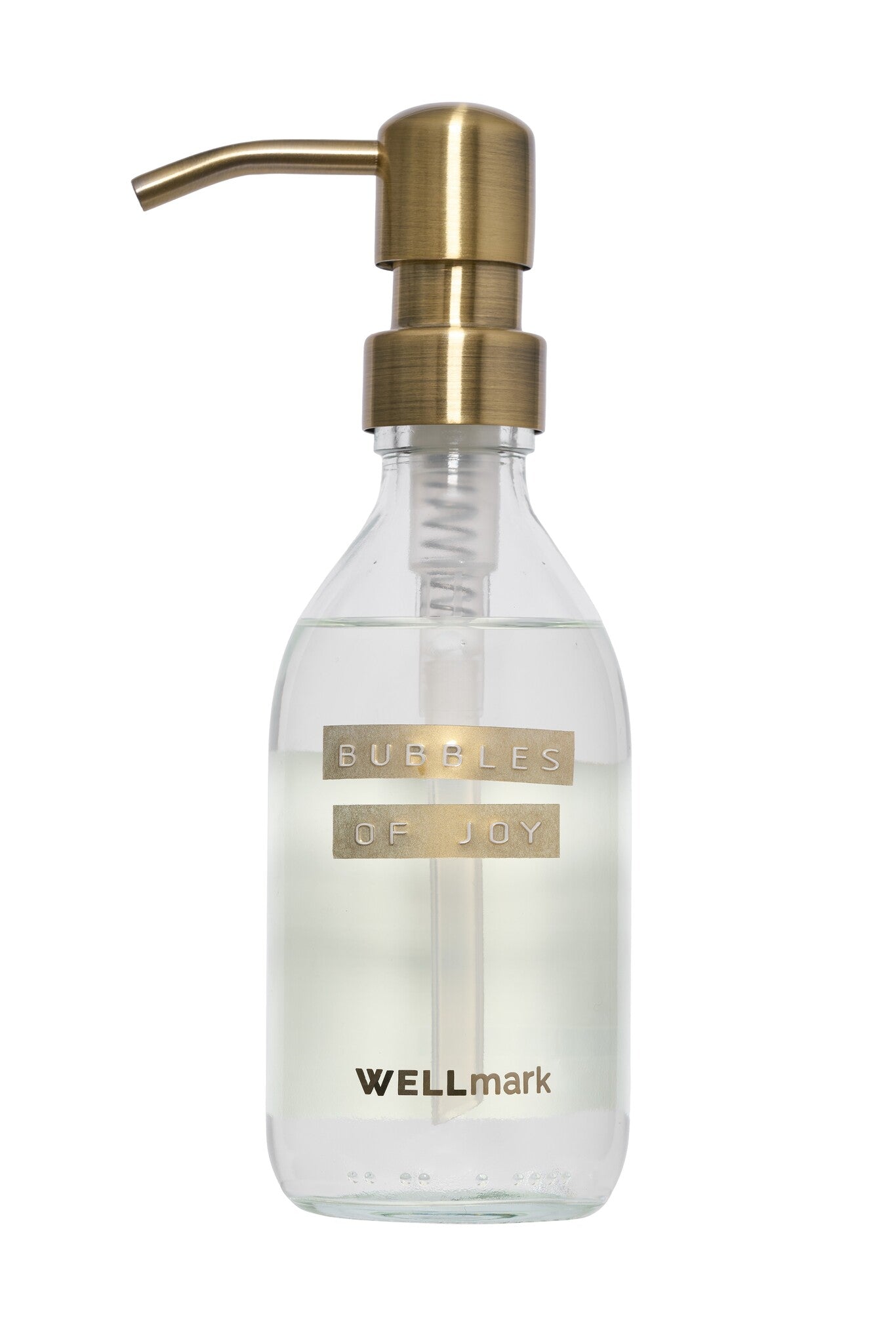 Wellmark - hand soap transparant/brass fresh linen bronze 250ml - bubbles of joy