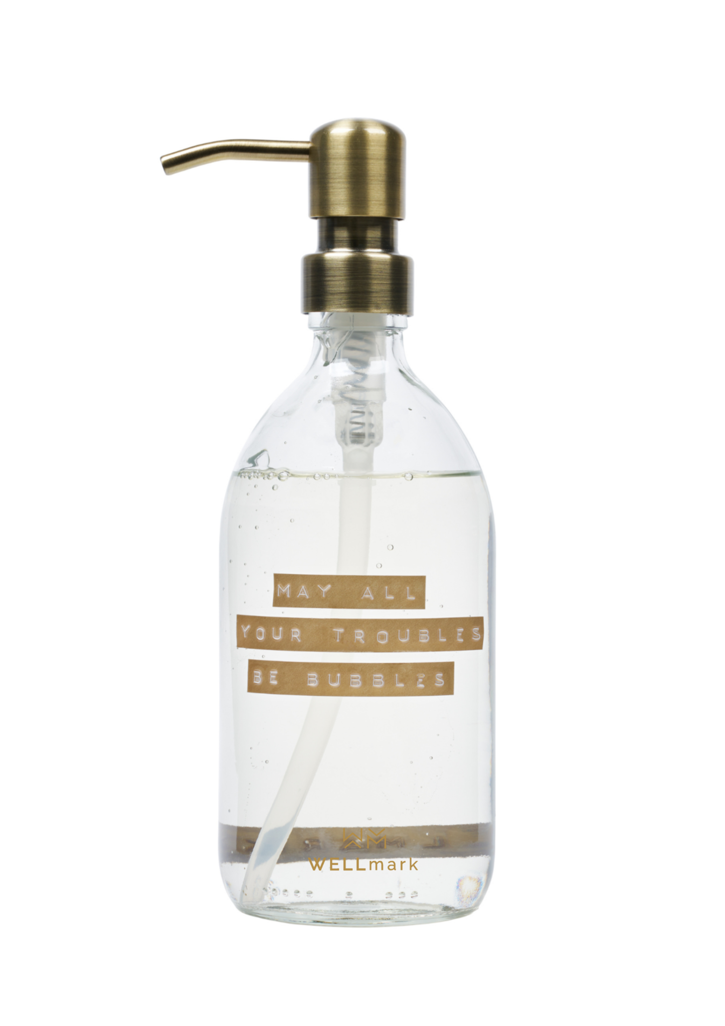Wellmark - hand soap transparant/brass fresh linen bronze 500ml - may all your troubles