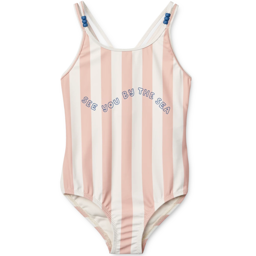 Liewood - suna stripe swimsuit - stripe sorbet rose / creme de la creme