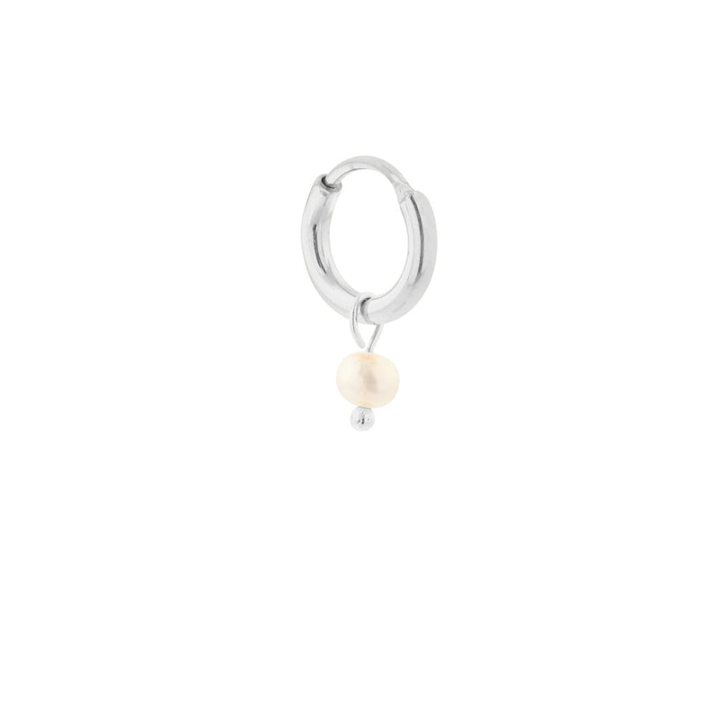 Label Kiki - small pearl dot hoop silver
