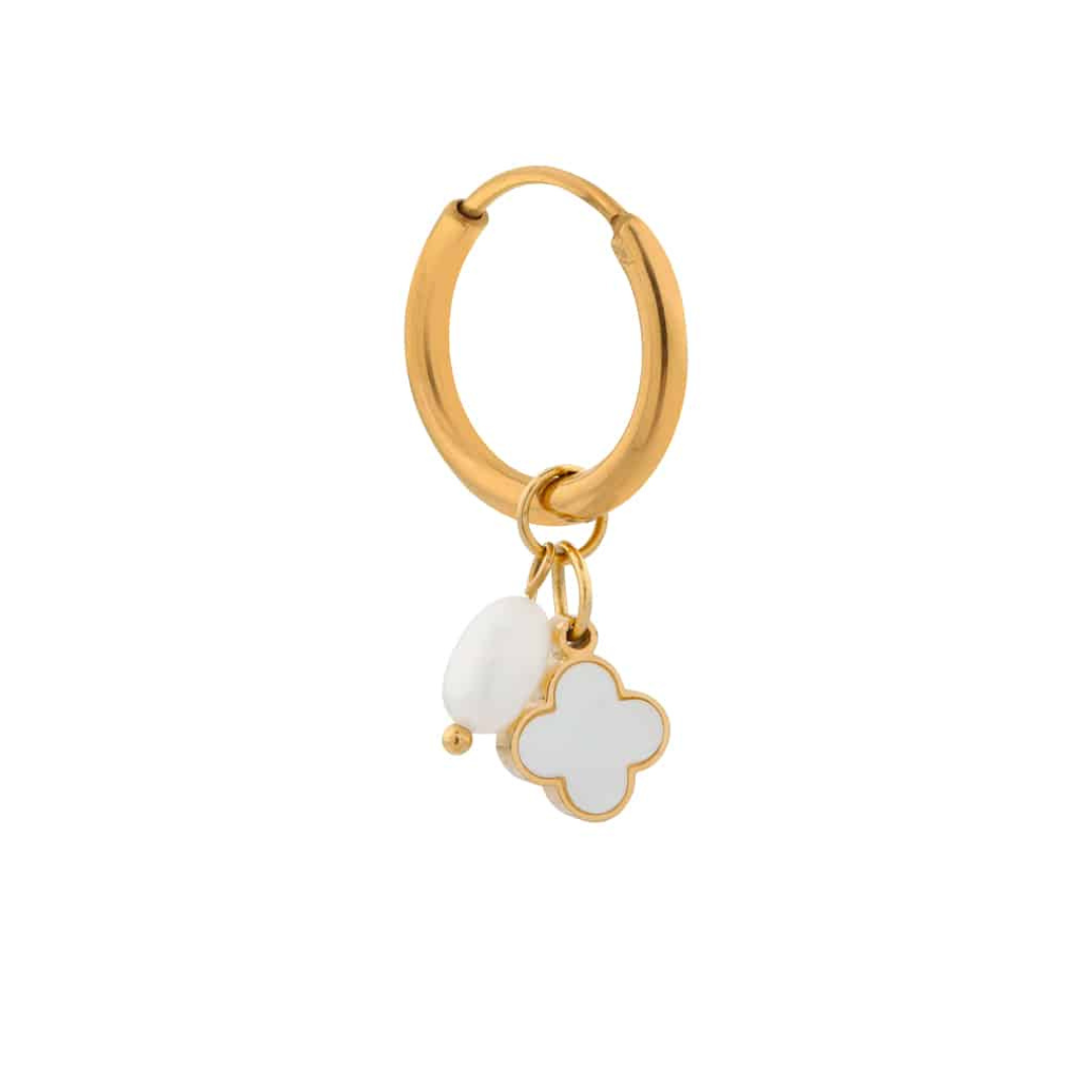Label Kiki - white clover hoop gold
