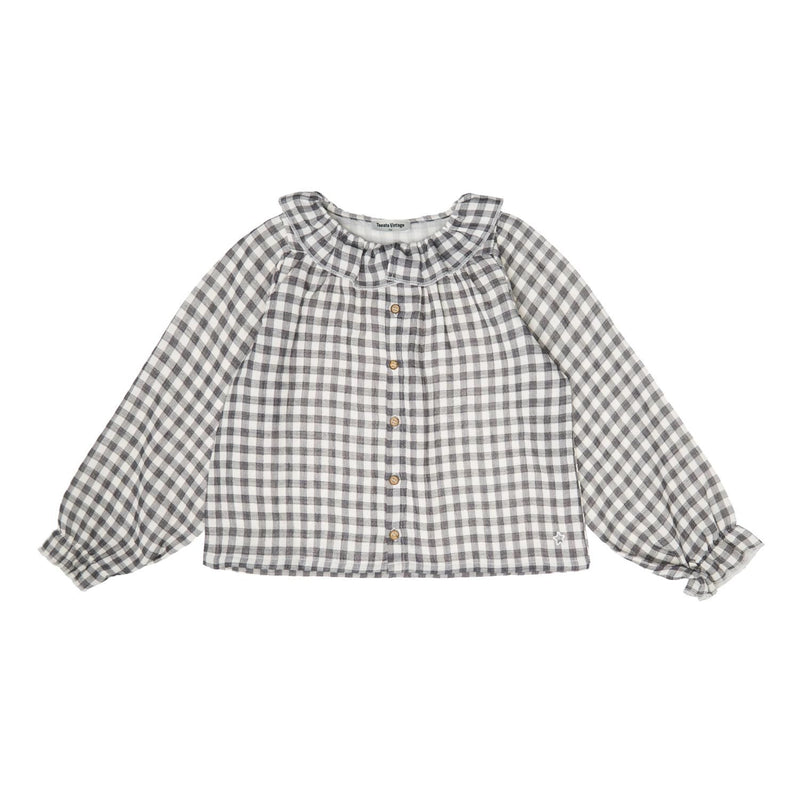 Tocoto Vintage - kid checkered blouse - off-white