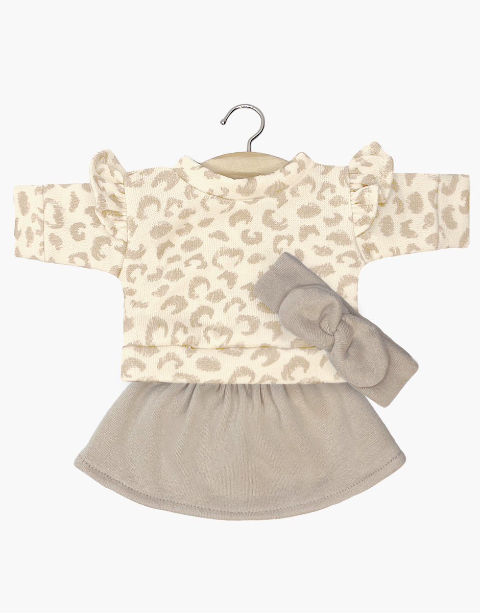 Minikane - poppenkleertjes - fleece jurk en top met haarband