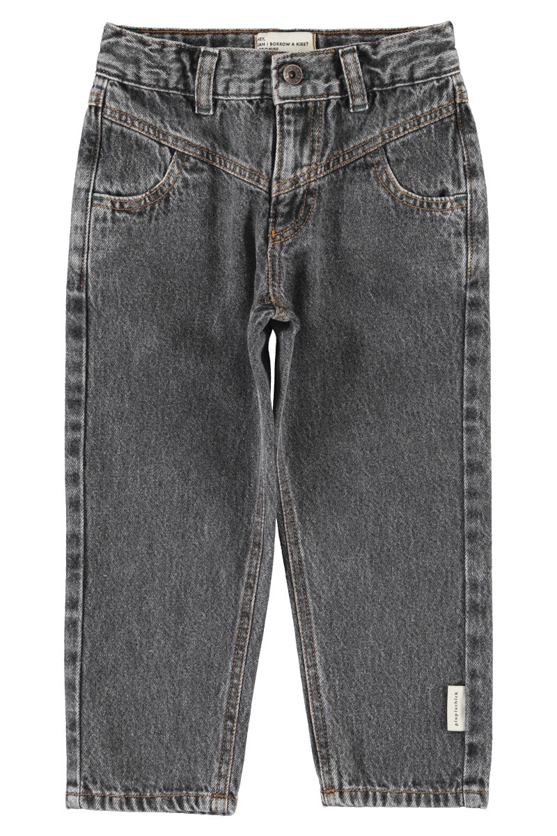 Piupiuchick - momfit trousers - washed black denim
