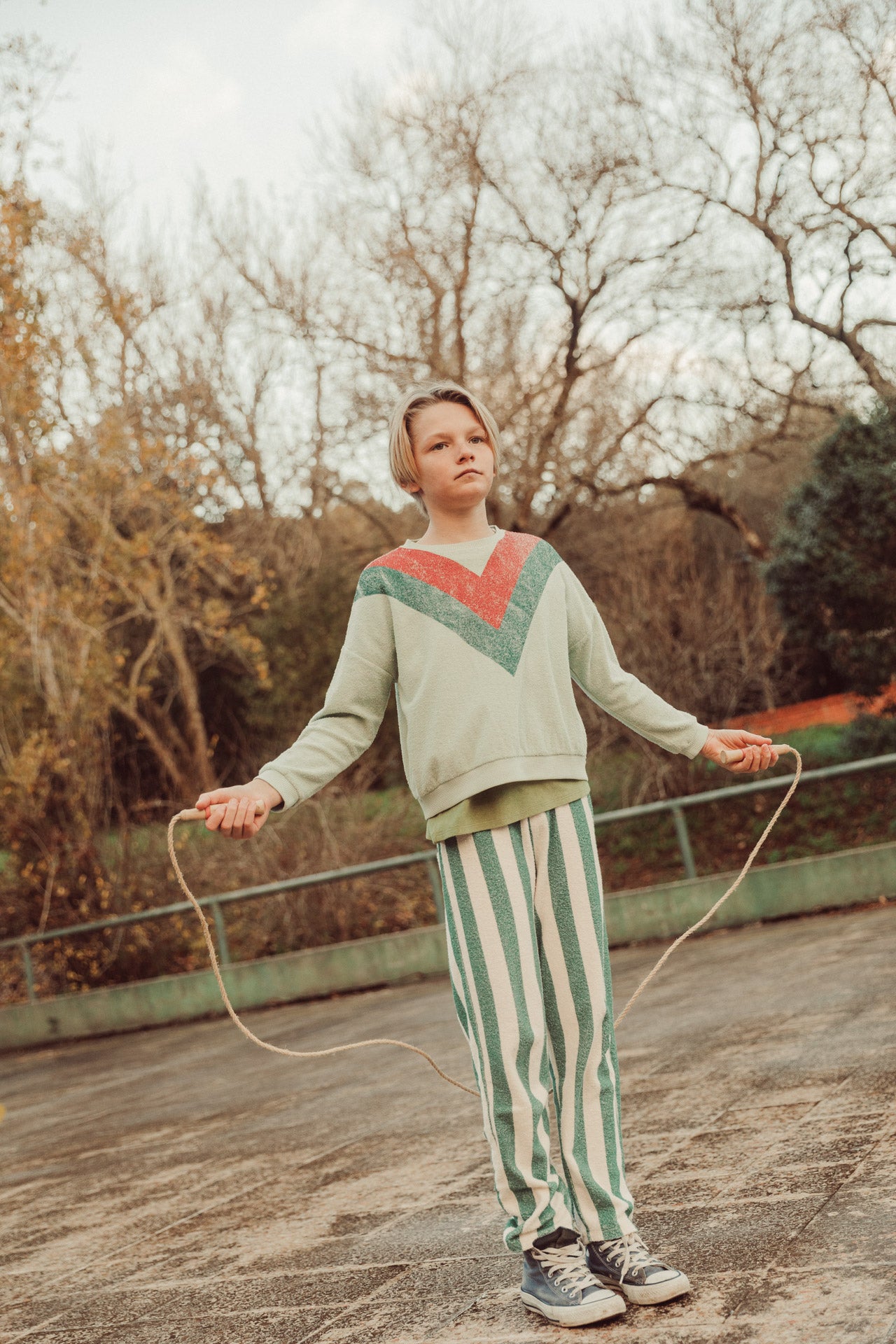 Piupiuchick - unisex sweatshirt - mint green with multicolor triangle print