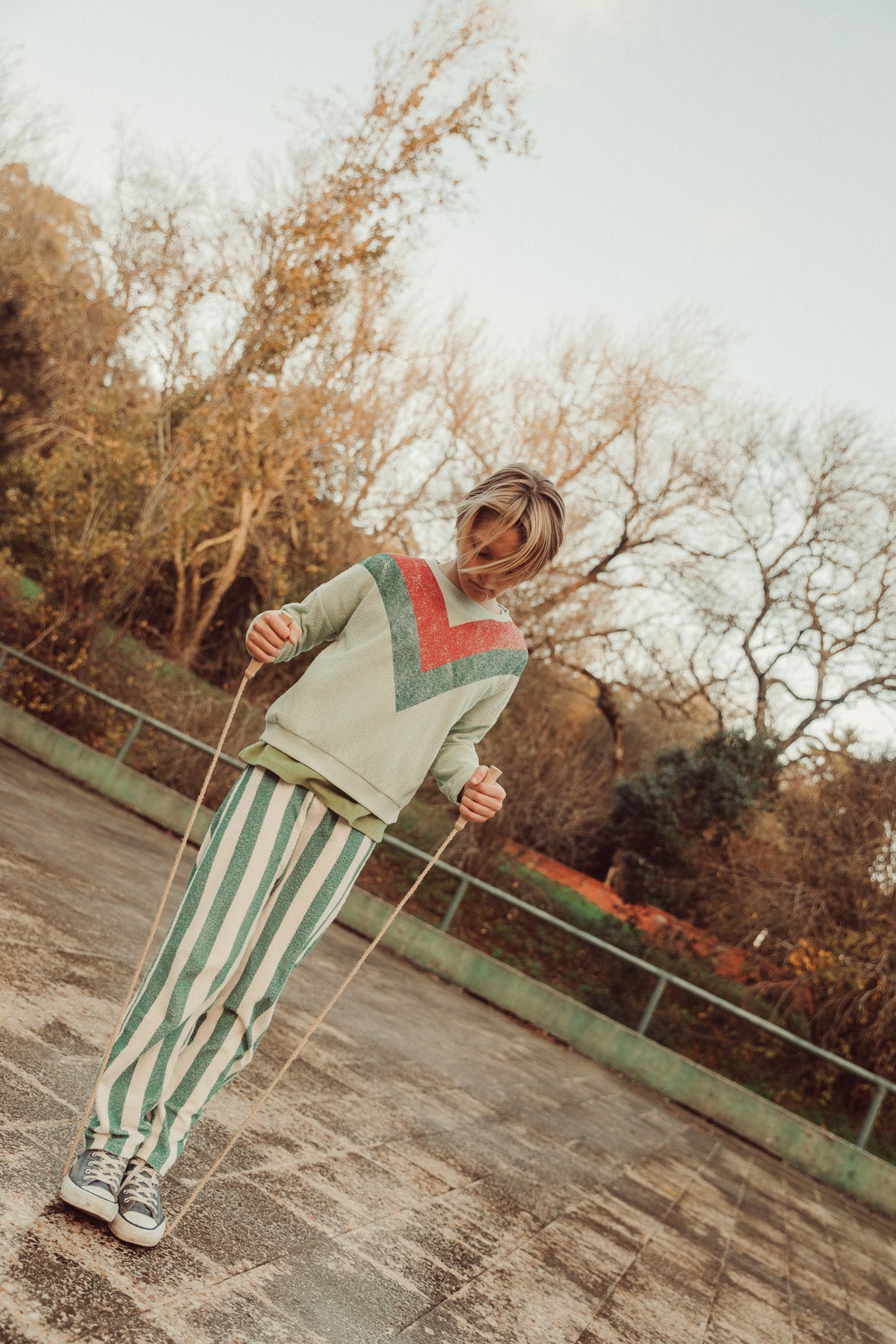 Piupiuchick - unisex sweatshirt - mint green with multicolor triangle print