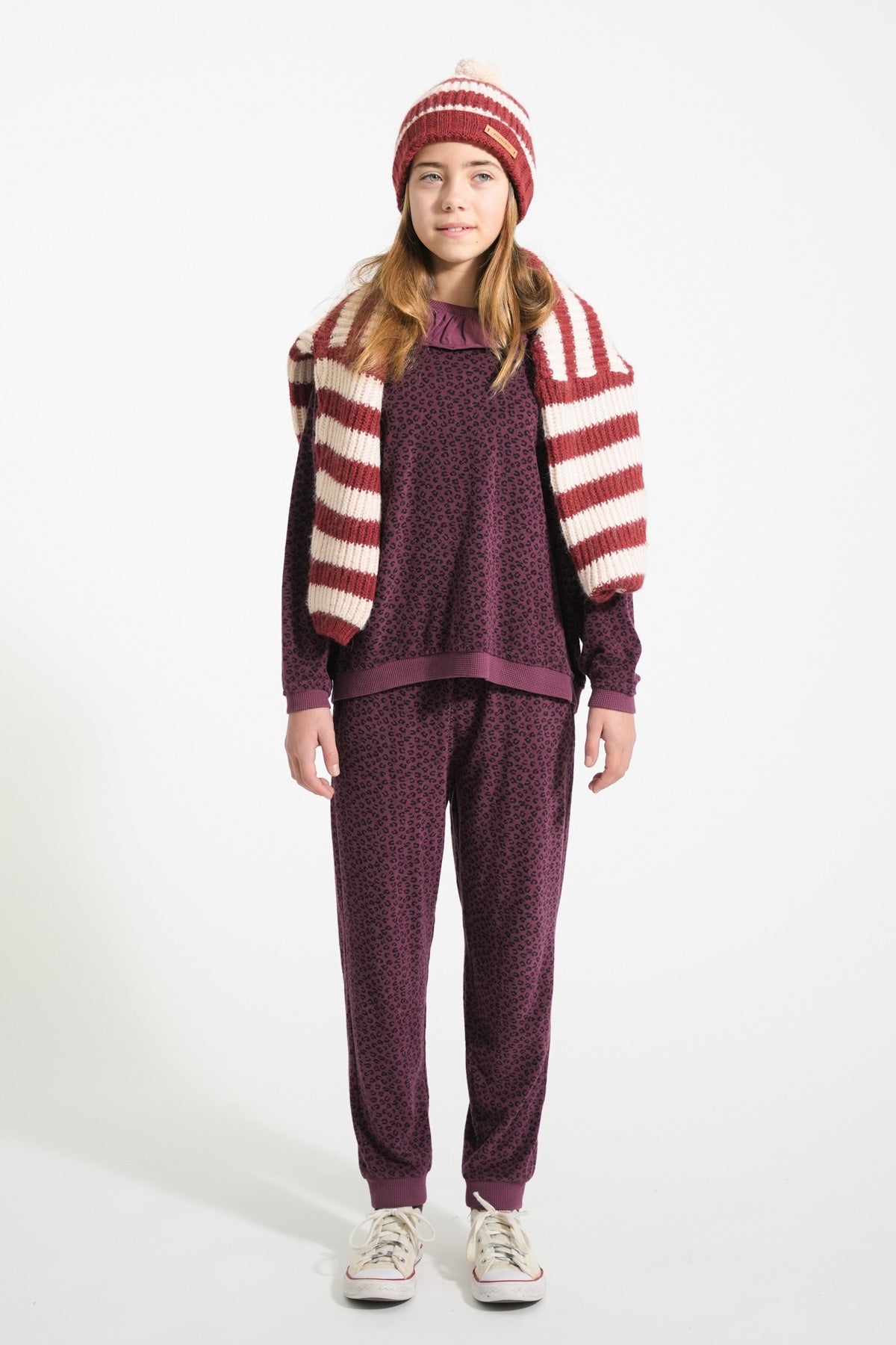 Piupiuchick - sweatshirt - aubergine with animal print