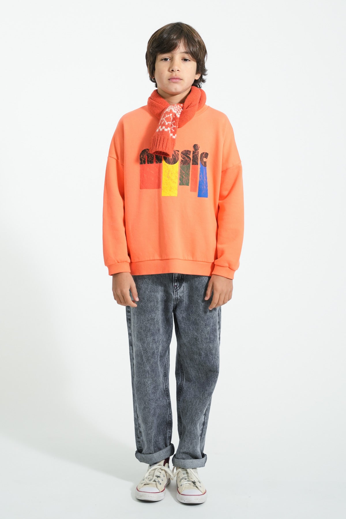 Piupiuchick - sweatshirt - orange with music print
