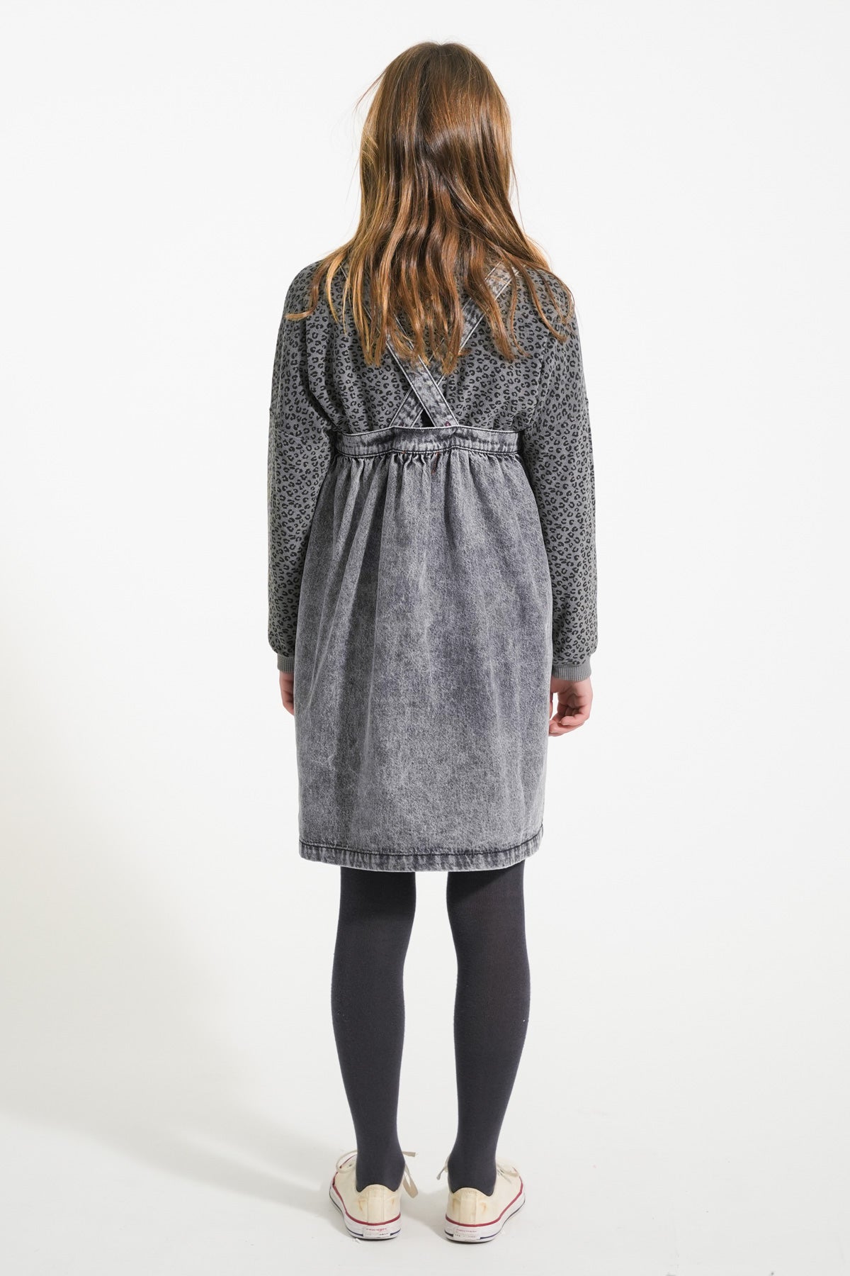 Piupiuchick - short dress with straps - faded black denim