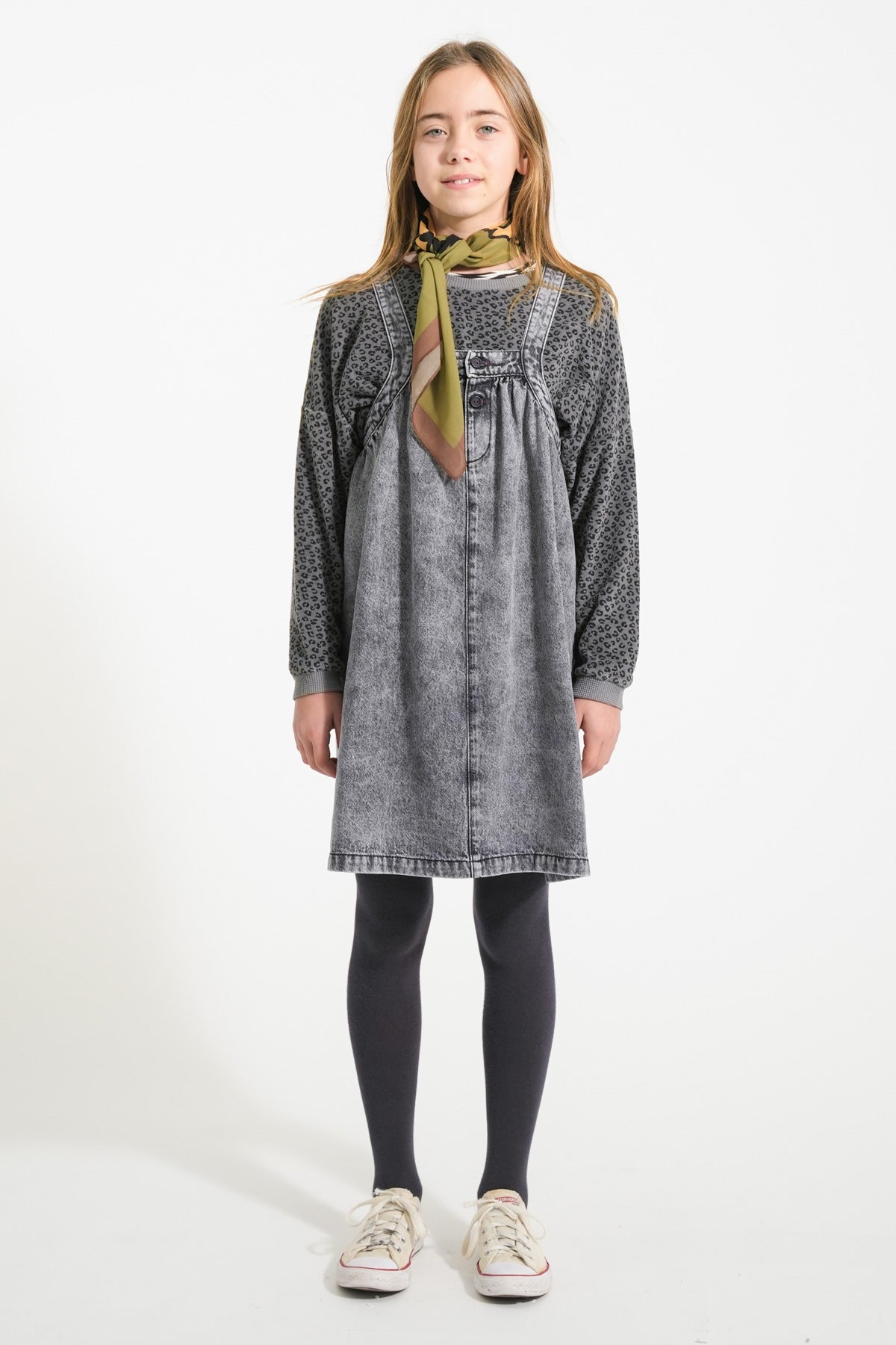 Piupiuchick - short dress with straps - faded black denim