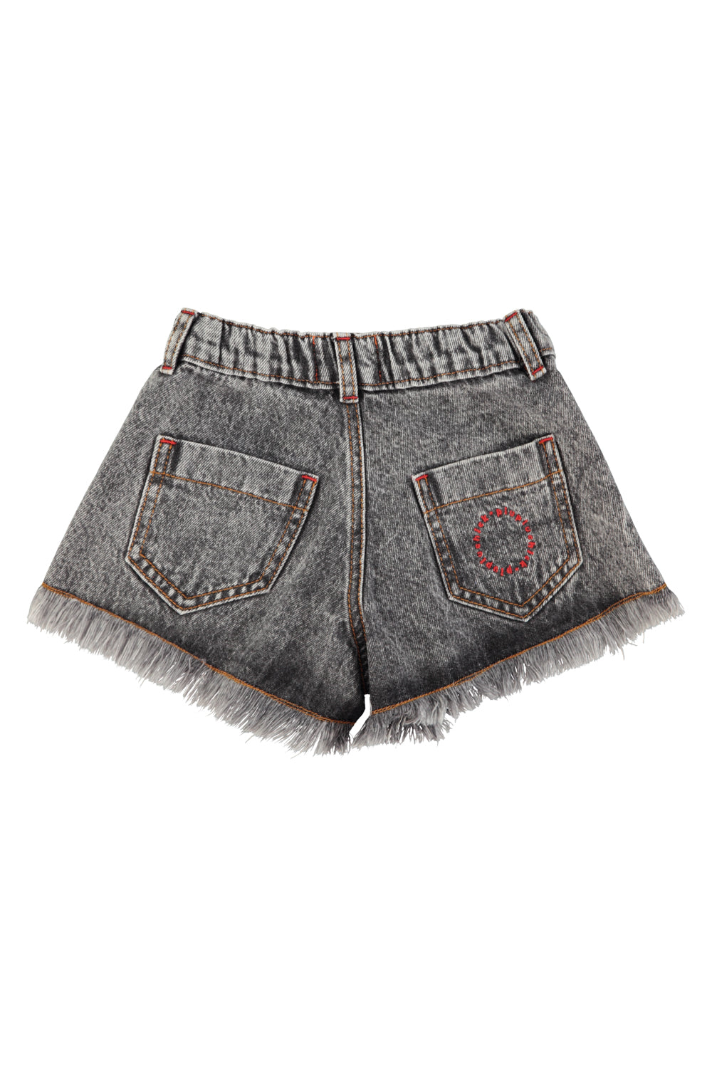 Piupiuchick - short with fringes - washed black denim