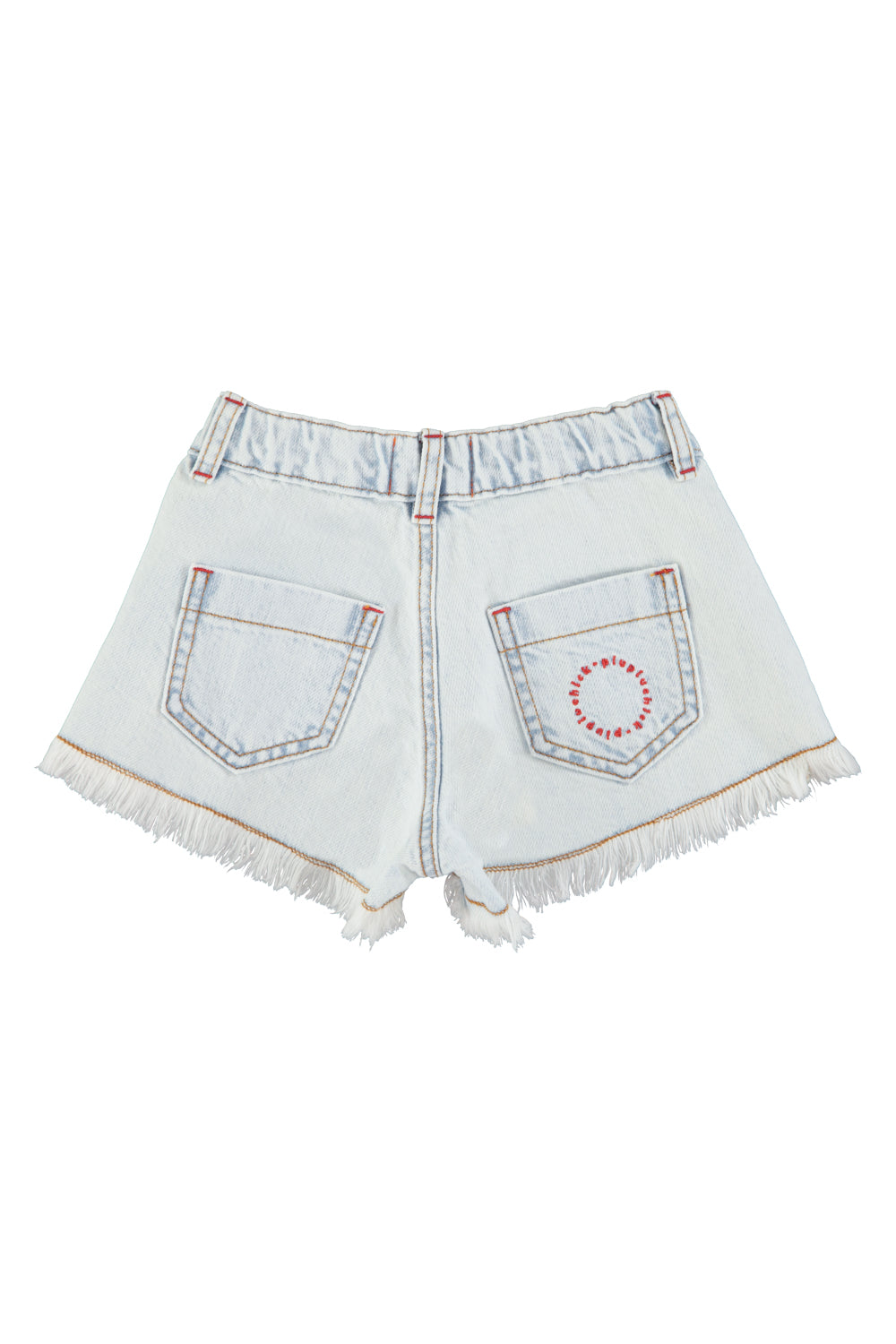 Piupiuchick - short with fringes - washed light denim
