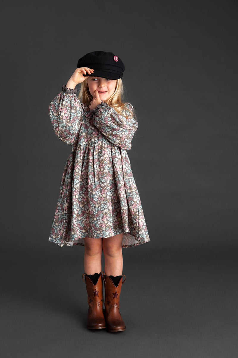 Tocoto Vintage - mini liberty flowers dress - dark grey