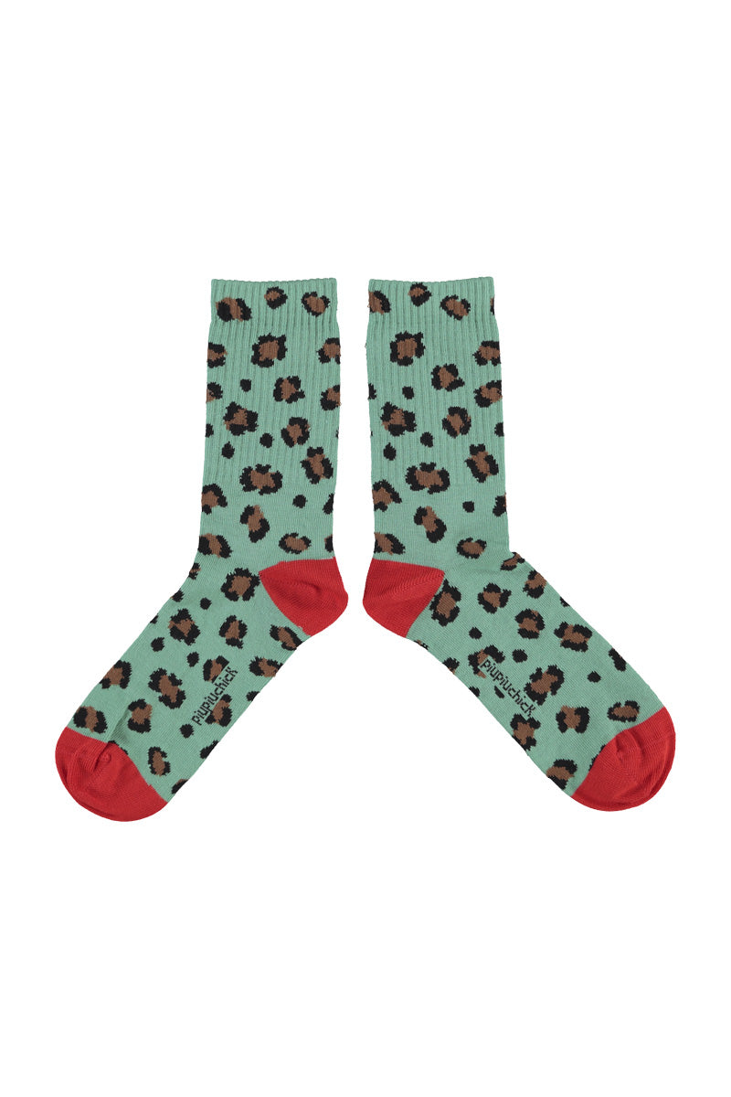 Piupiuchick - socks - green with animal print