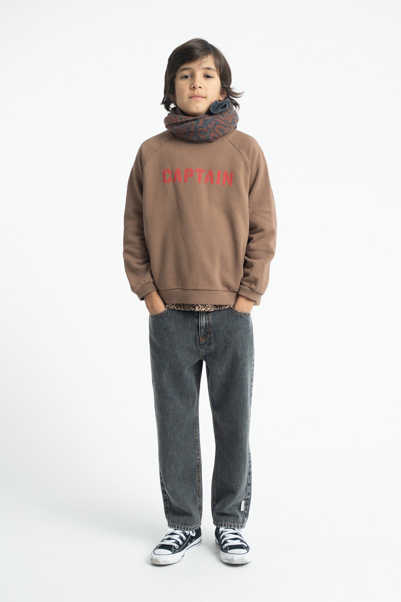 Piupiuchick - unisex sweatshirt - brown with captain print