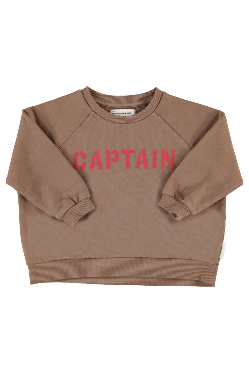 Piupiuchick - unisex sweatshirt - brown with captain print