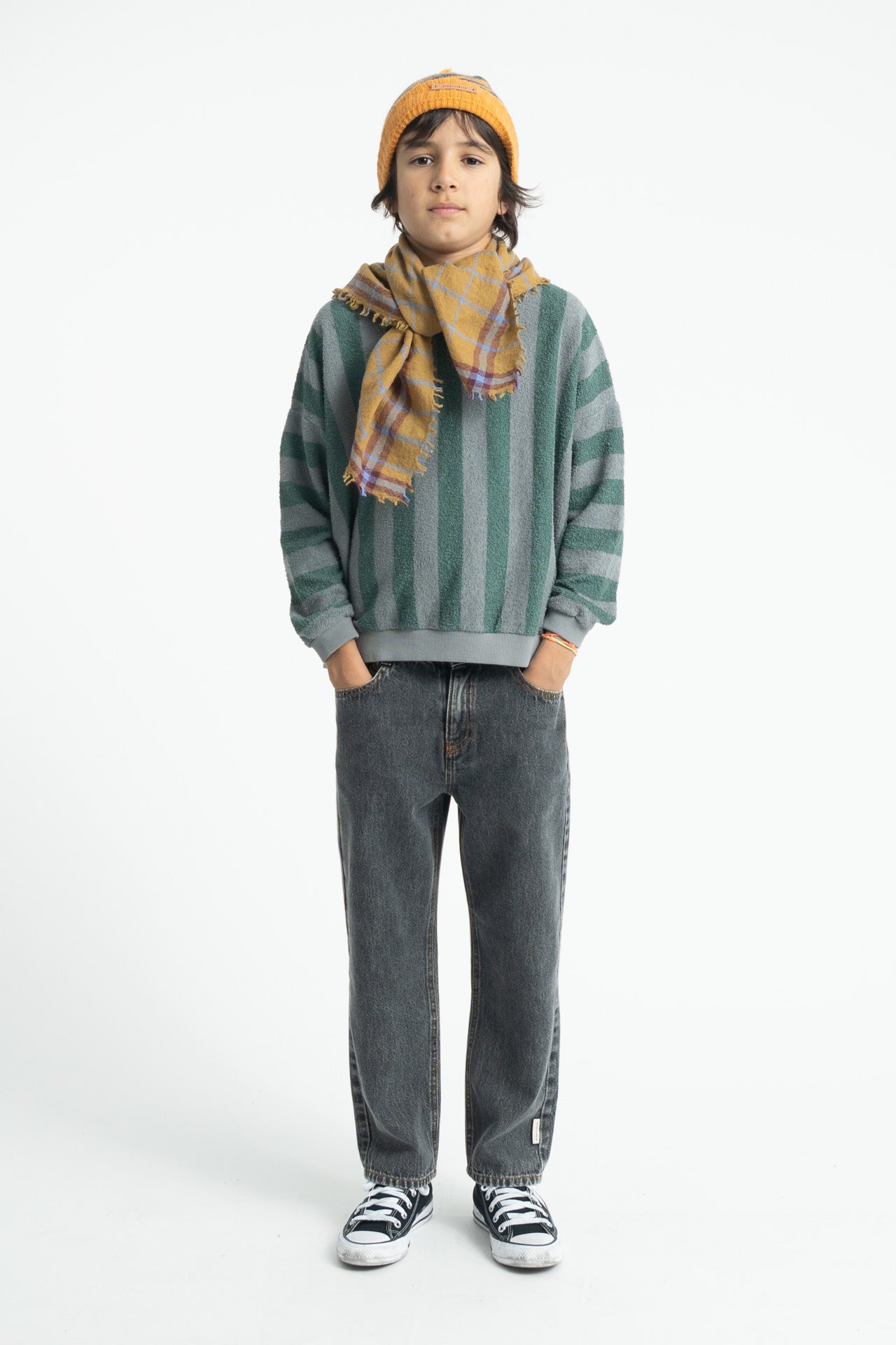 Piupiuchick - sweatshirt - grey & green stripes