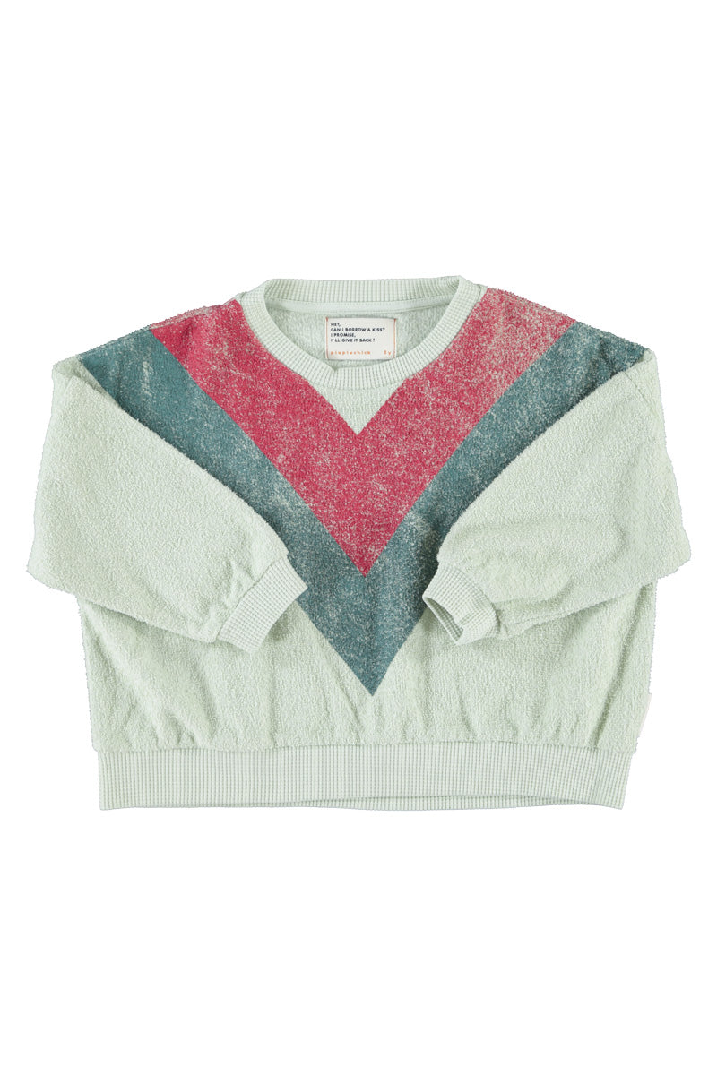 Piupiuchick - unisex sweatshirt - mint green with multicolor triangle print