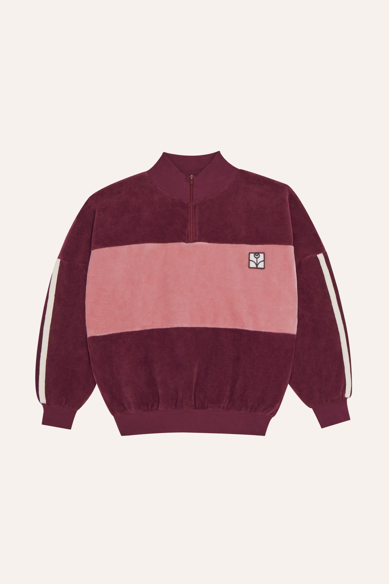 The Campamento - burgundy color block sweatshirt