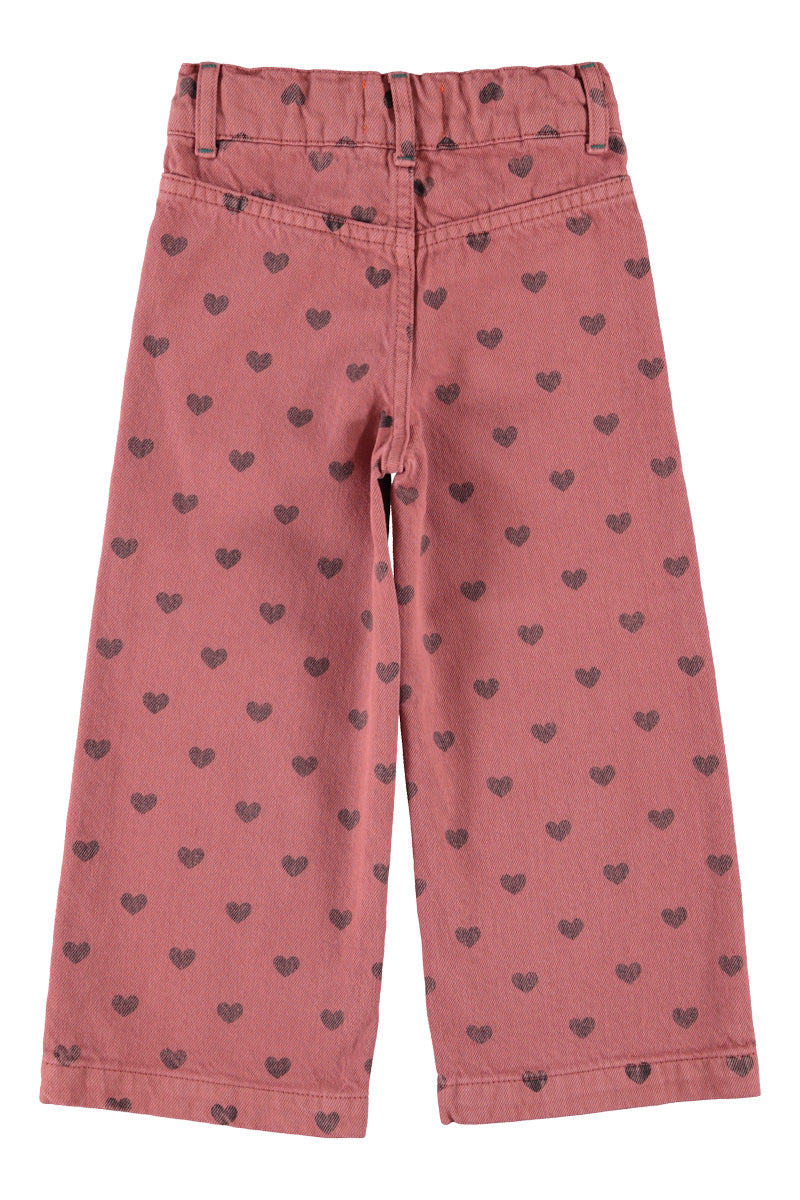 Piupiuchick - flare trousers - pink with black hearts