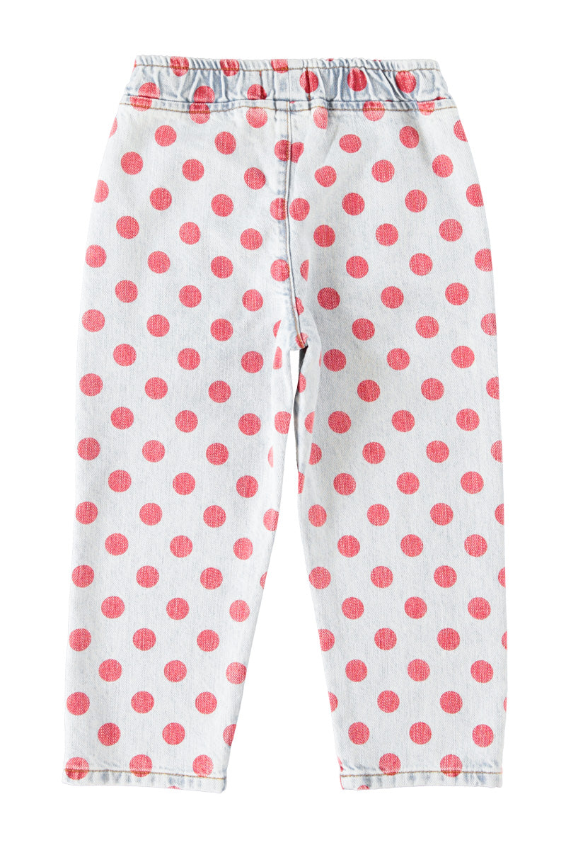 Piupiuchick - trousers - light blue denim with red dots