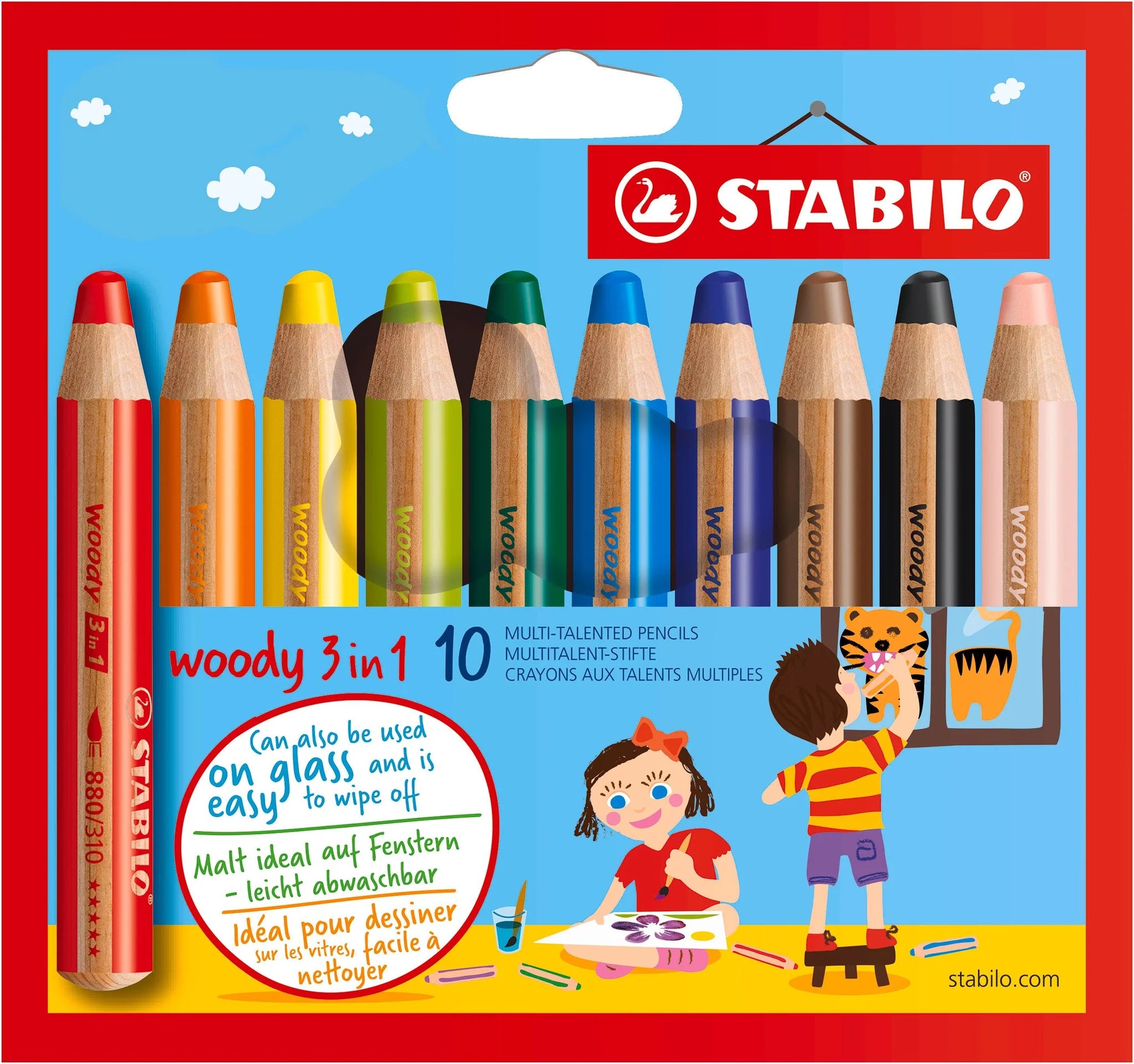 Stabilo - 10 woody 3in1 potloden