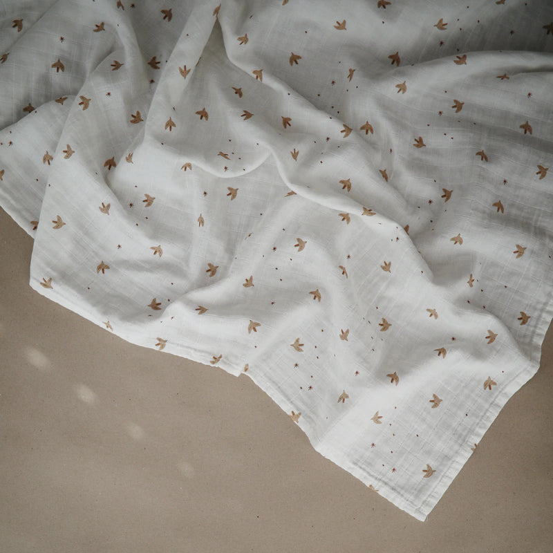 Mushie - swaddles - sparrow