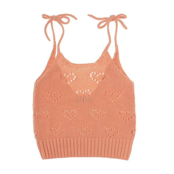 Tocoto Vintage - hearts openwork top - pink