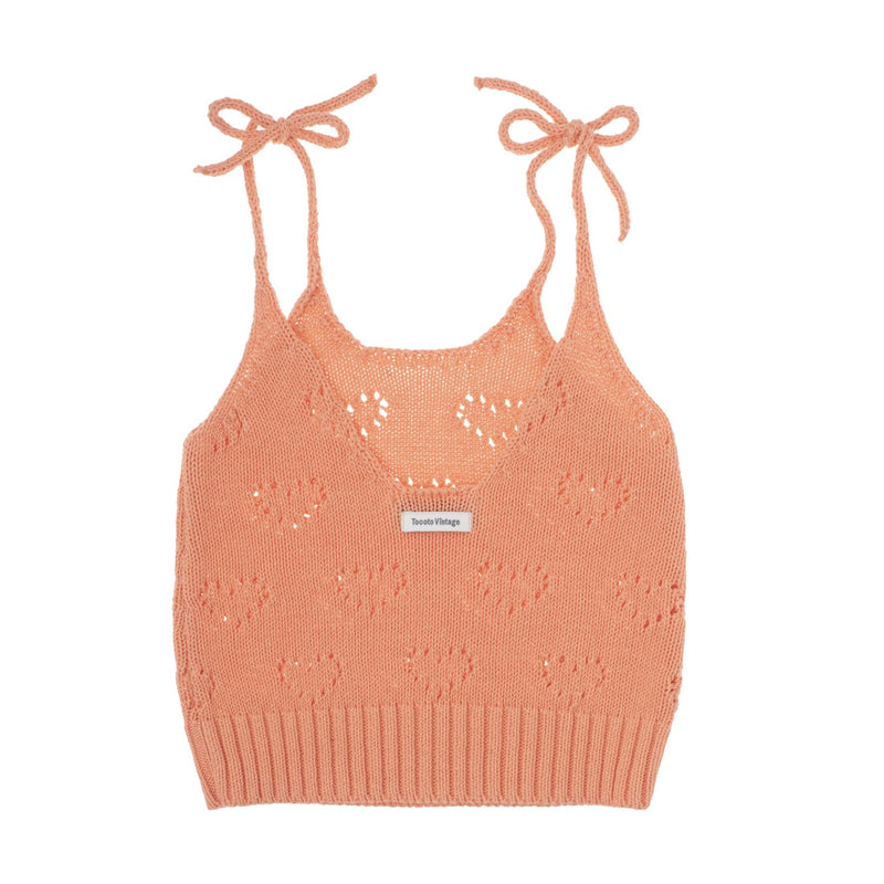 Tocoto Vintage - hearts openwork top - pink