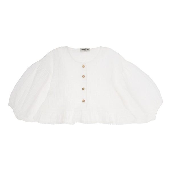 Tocoto Vintage - plumeti cropped blouse - off white