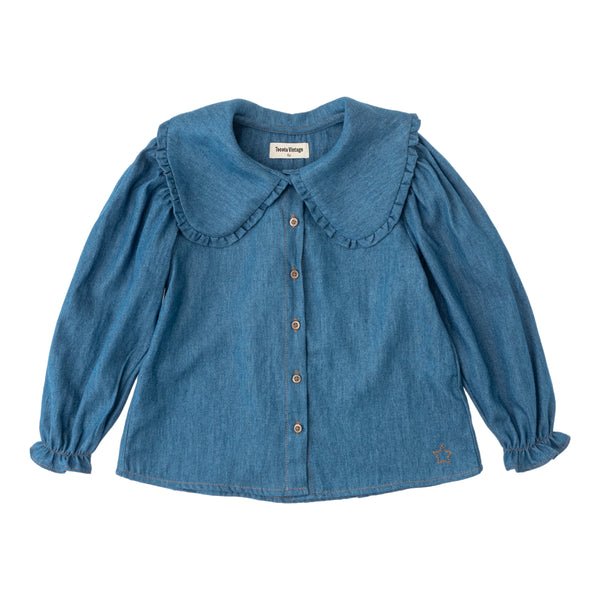 tocoto vintage denim blouse blauw